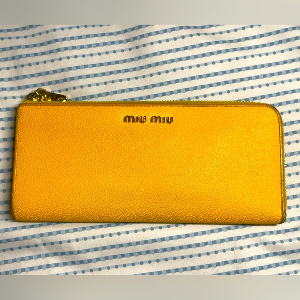 AUTH miu miu wallet Purse logo leather